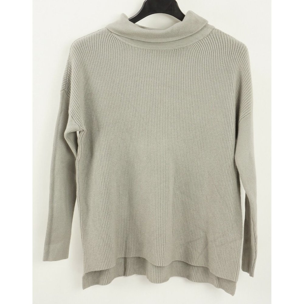 New Devotion by Cyrus Women's Small Putty Grey Rib Knit Cowl Neck Tunic Sweater‎